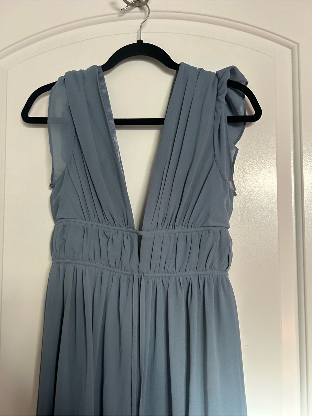 Lulus I'm All Yours Slate Blue Ruffled Maxi Dress S autumn wedding homecoming - Picture 4 of 15